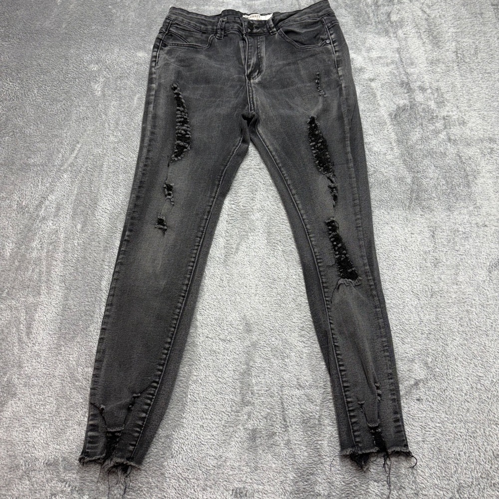Celebrity Pink Ace Skinny Jeans Women 9/29 Black‎ Good Distressed Frayed Hem